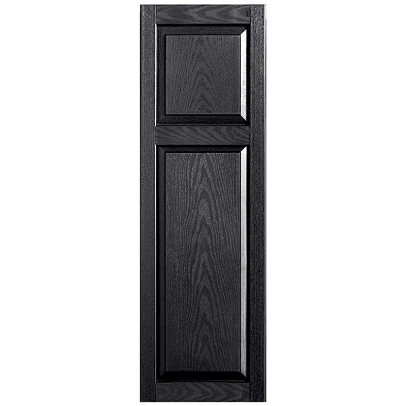 Custom Cottage-style Raised Panel Vinyl Shutters Pair, Black, 15", 54"