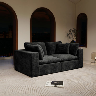 Canapé modulaire 78,8 x 39,4 po, canapé rembourré et compressé pour salon, chambre à coucher, appartement, sans assemblage requis, combinaison libre de 2 pièces