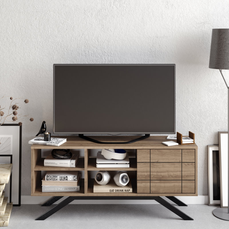 Aldegonde TV Stand for TVs up to 58", Walnut/Black