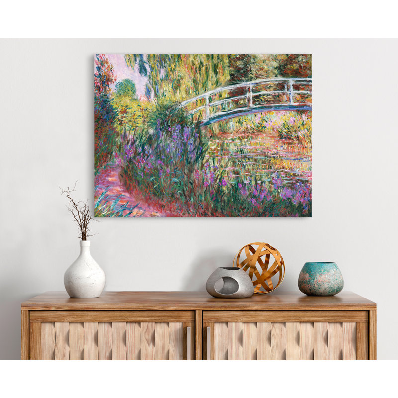The Japanese Bridge, Pond With Water Lillies by Claude Monet - Painting, 60cm H x 80cm W, Wrapped Canvas