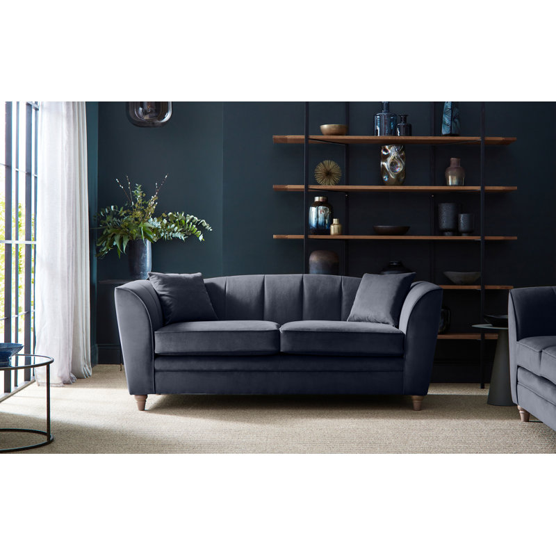 Laverton 3 Seater Velvet Flared Arm Sofa, Indigo