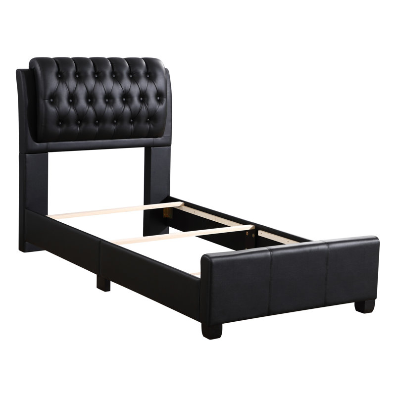 Élégant lit simple contemporain noir audacieux