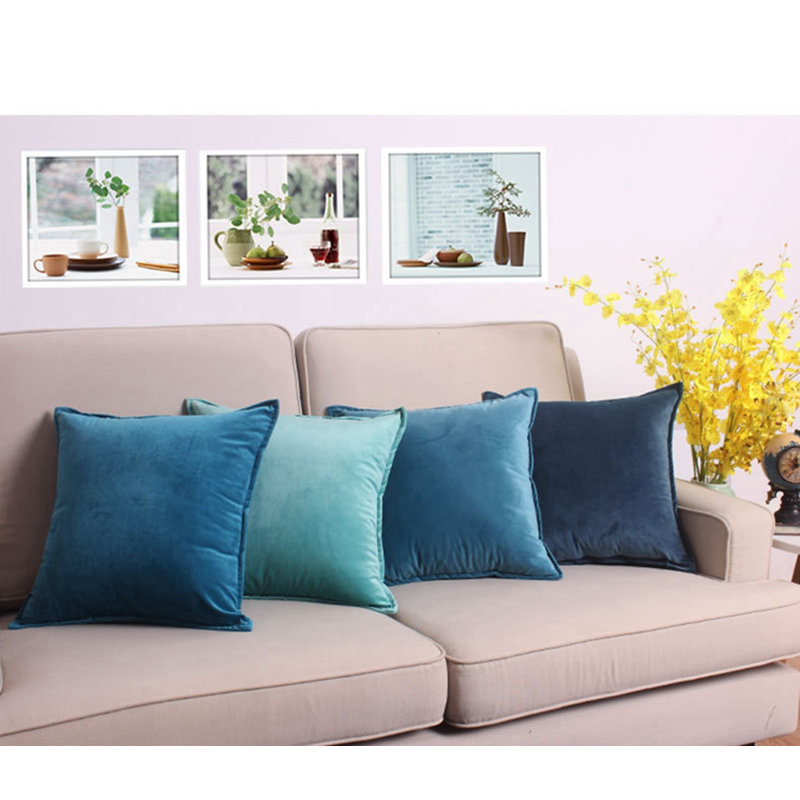 Housse de coussin carrée, Bleu paon, Carré 22 po