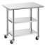Table de travail en acier inoxydable, table de préparation des aliments de 24 po x 36 po avec 2 tablettes et roulettes, poste de travail de cuisine commerciale, table de travail en métal robuste pour l'extérieur