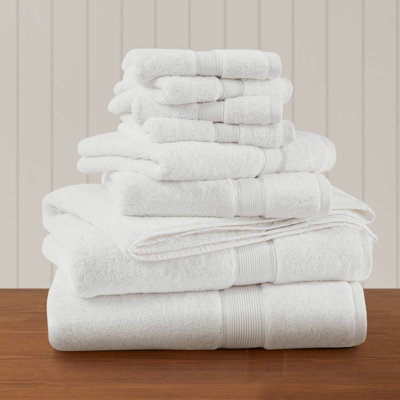 800 GSM White Ultra-Soft 100% Cotton Absorbent 8-Piece Towel Set