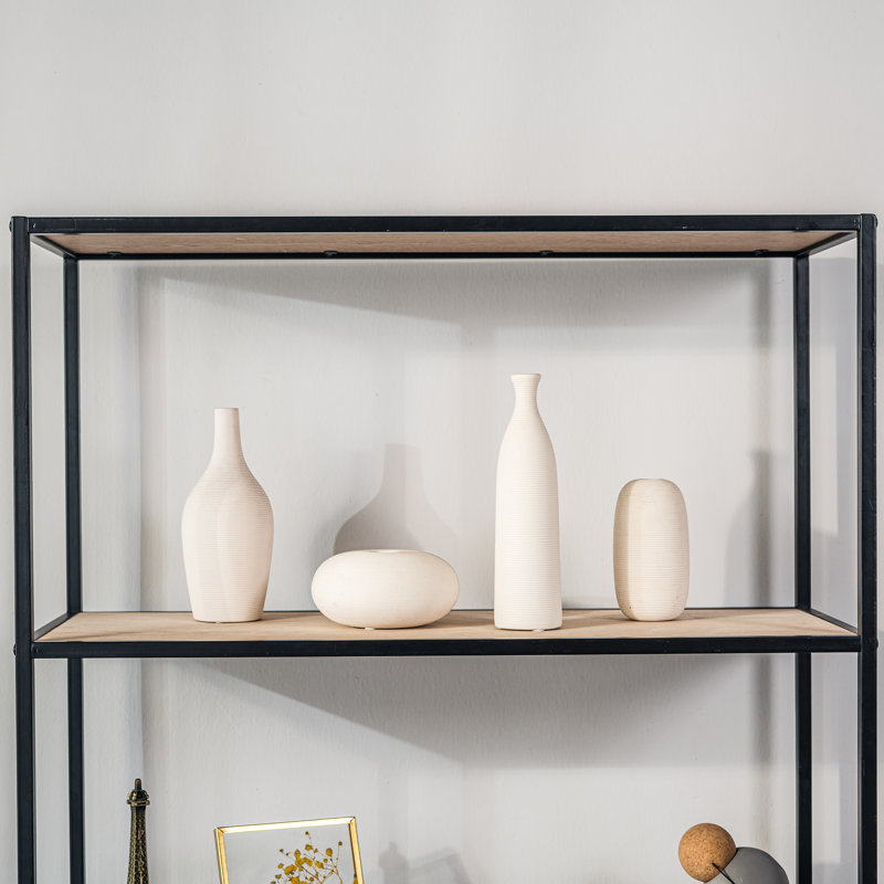 Étagère à 4 niveaux Galento, Beige/noir