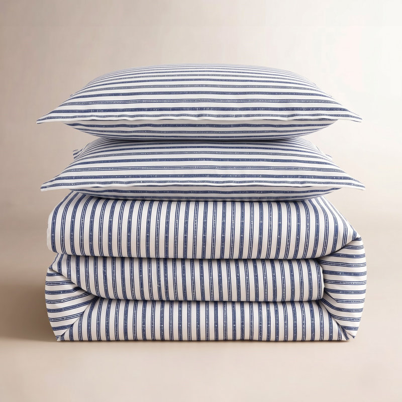 Cobbett Striped Sheet Set, Queen, Navy