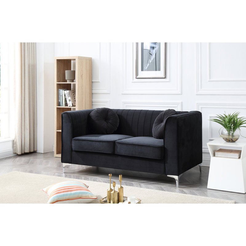Ballentine 65'' Velvet Loveseat, Black