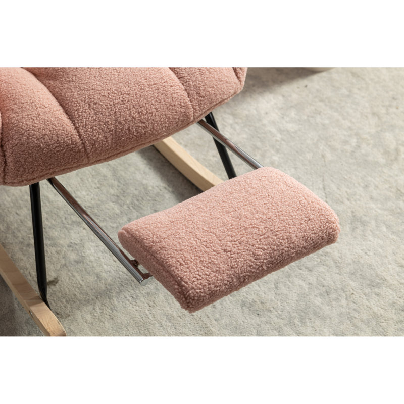 Chaise berçante en tissu Teddy, Rose