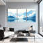 Paysage et nature montagne lac réflexion forêt ciel eau nuages bleu ensemble de 3 impressions sur toile-422339851