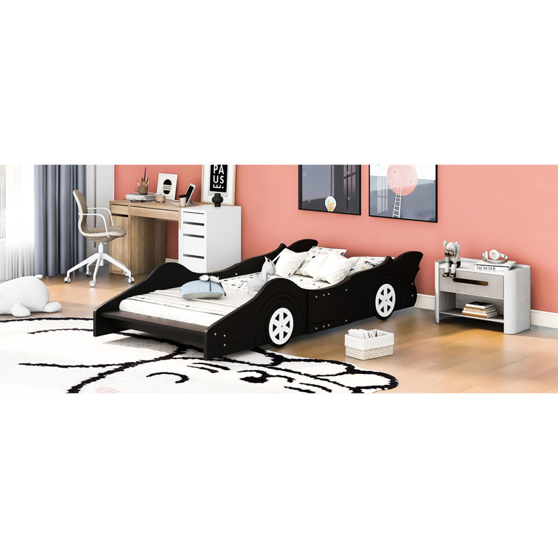 Lit plateforme simple avec roulettes, Noir