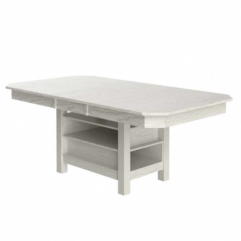 Table de salle à manger avec rangement en bois massif gris mat pour 6 personnes