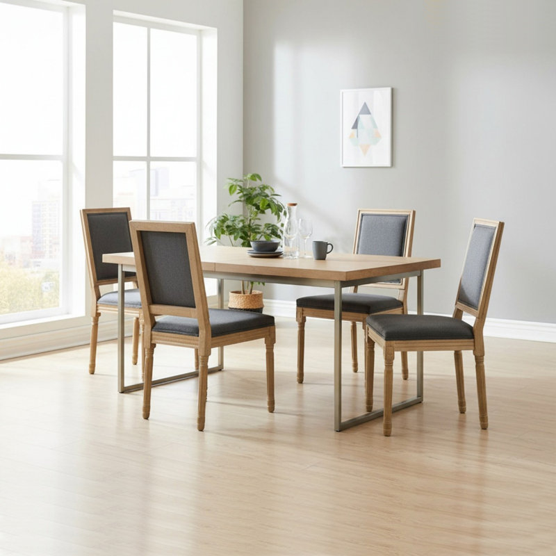 Ensemble de 2 chaises de salle à manger Louis Parson avec dossier carré pour le salon, la cuisine et le restaurant, Gris