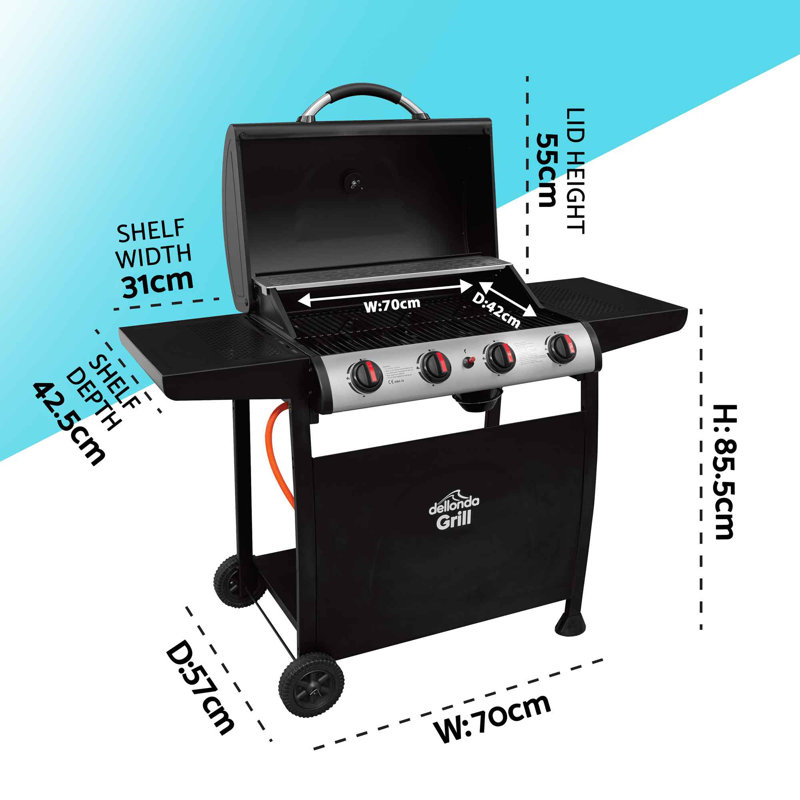 Dellonda 4 - Burner Countertop Liquid Propane 34121 BTU BTU Gas Grill