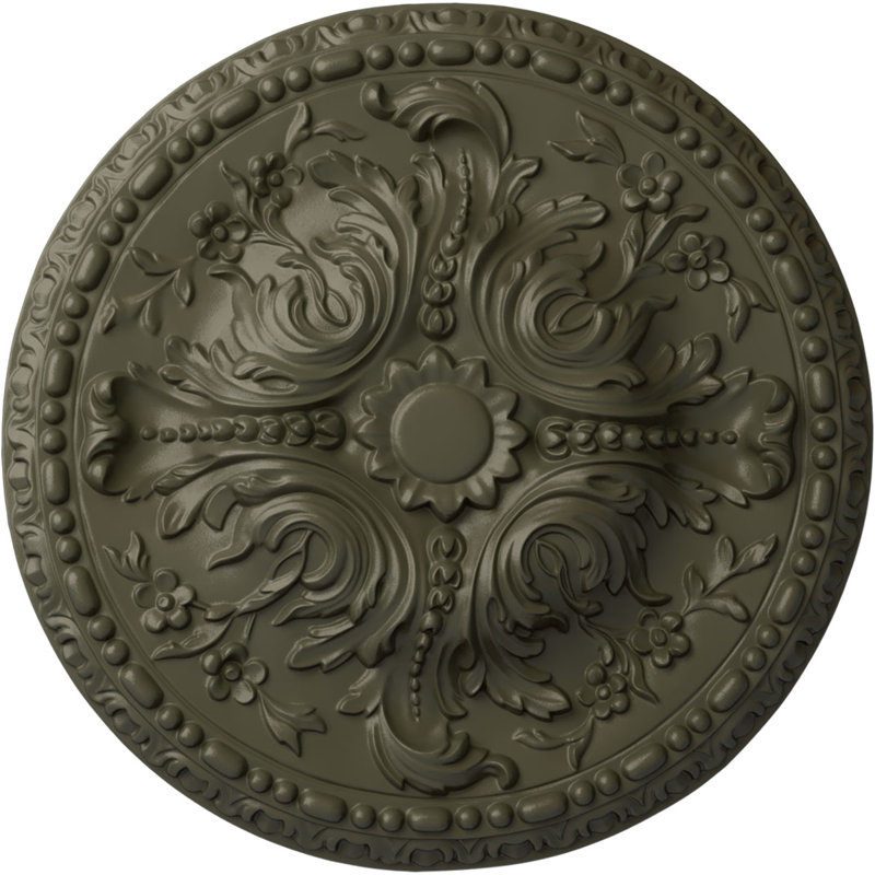 Endurathane Pompeii Ceiling Medallion, 18 7/8"OD x 1 1/2"P (Fits Canopies up to 2"), Hand-Painted Gold Finish, Witch Hazel
