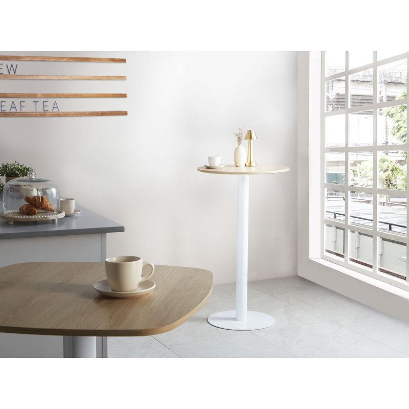 Banerjee Pedestal End Table, White, Light Brown