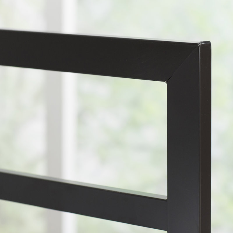 Lit plateforme en métal Besime, Simple, Noir