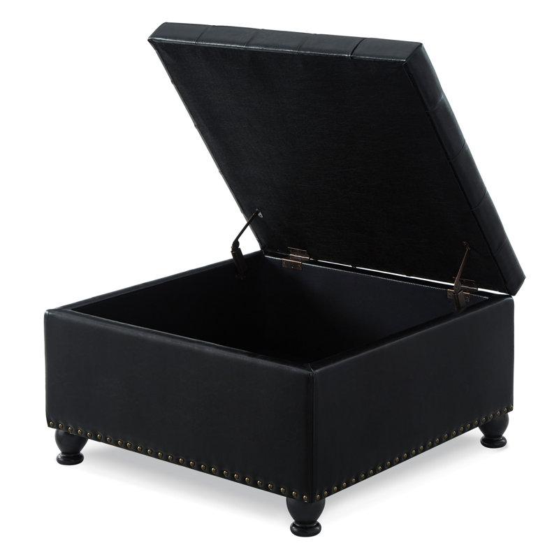 Banc de rangement rembourré Burnie, Noir
