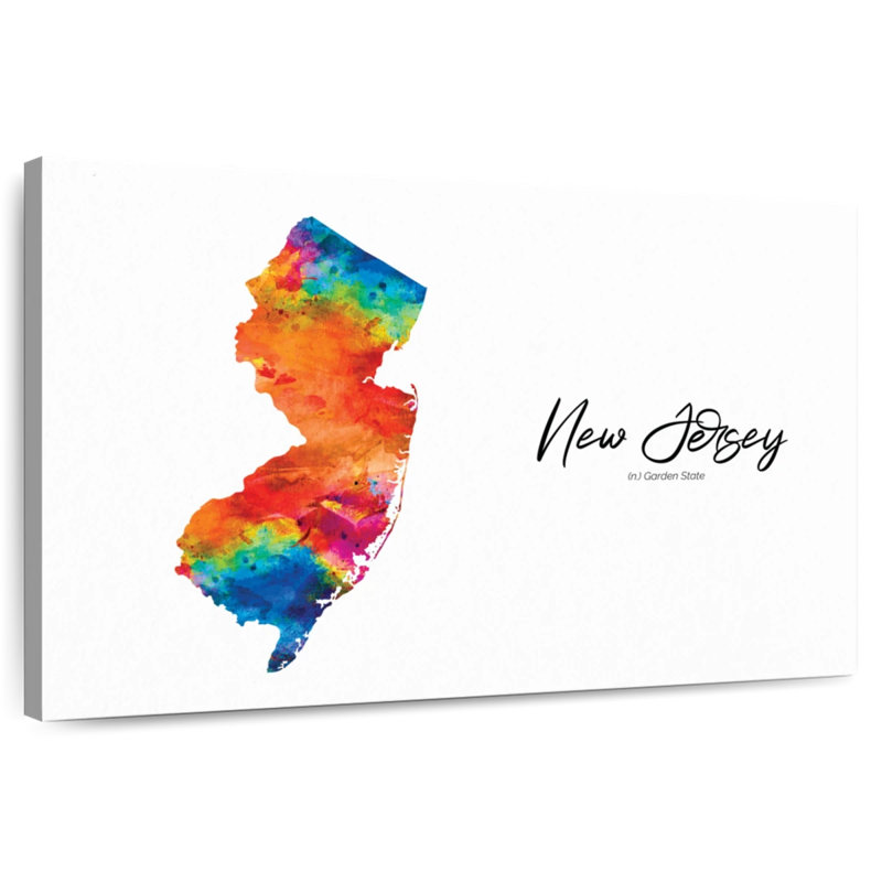 Aliaz Garden State New Jersey Map, 24" H x 36" W