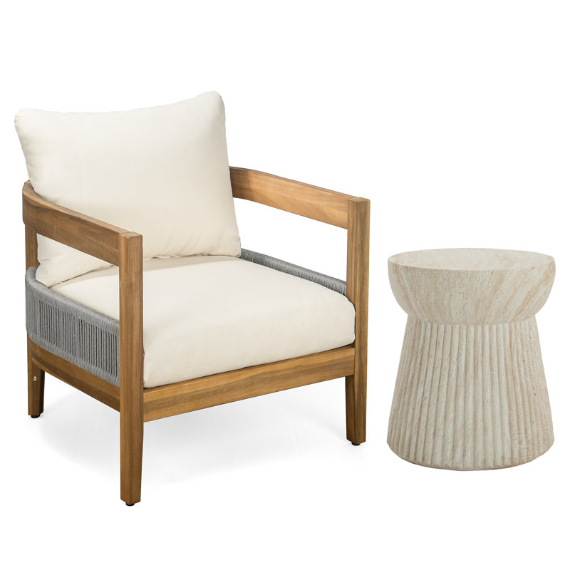 Tate Outdoor 2-Piece MGO Acacia Wood Conversation Set