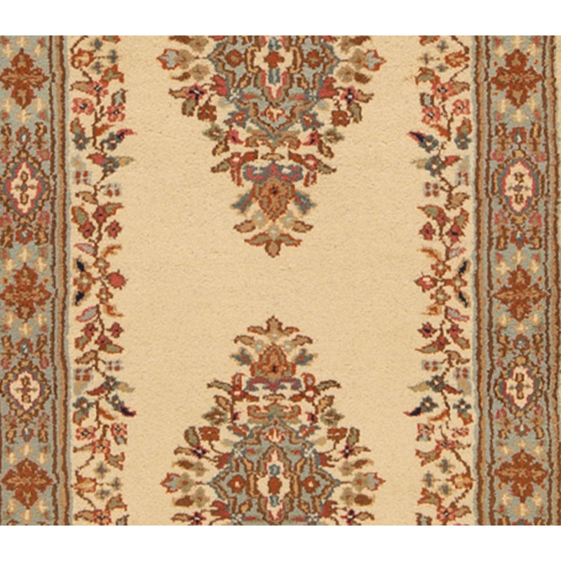 Tapis ivoire et bleu clair noué à la main de haute qualité