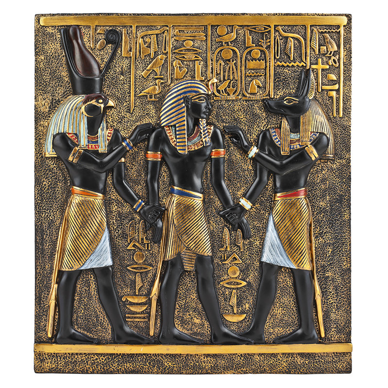 Rameses I Between Horus and Anubis Wall Sculpture