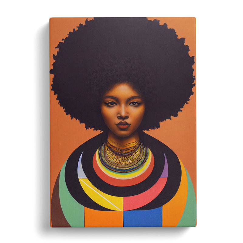 CAN-V0523-2937X Woman With Afro Mandala 1 Piece Wrapped Canvas Wall Art, 76cm H x 50cm W