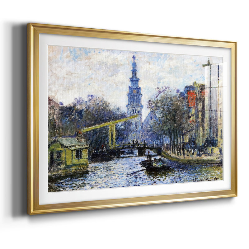 Canal in Amsterdam, 1874, reproduction d'art sur papier, Or, H 15 po x l 21 po x P 1,5 po