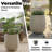 15” Dia Wavy Texture Concrete Planter Set with Drainage Hole, Round Indoor Outdoor Plant Pots in Beige-1263827690
