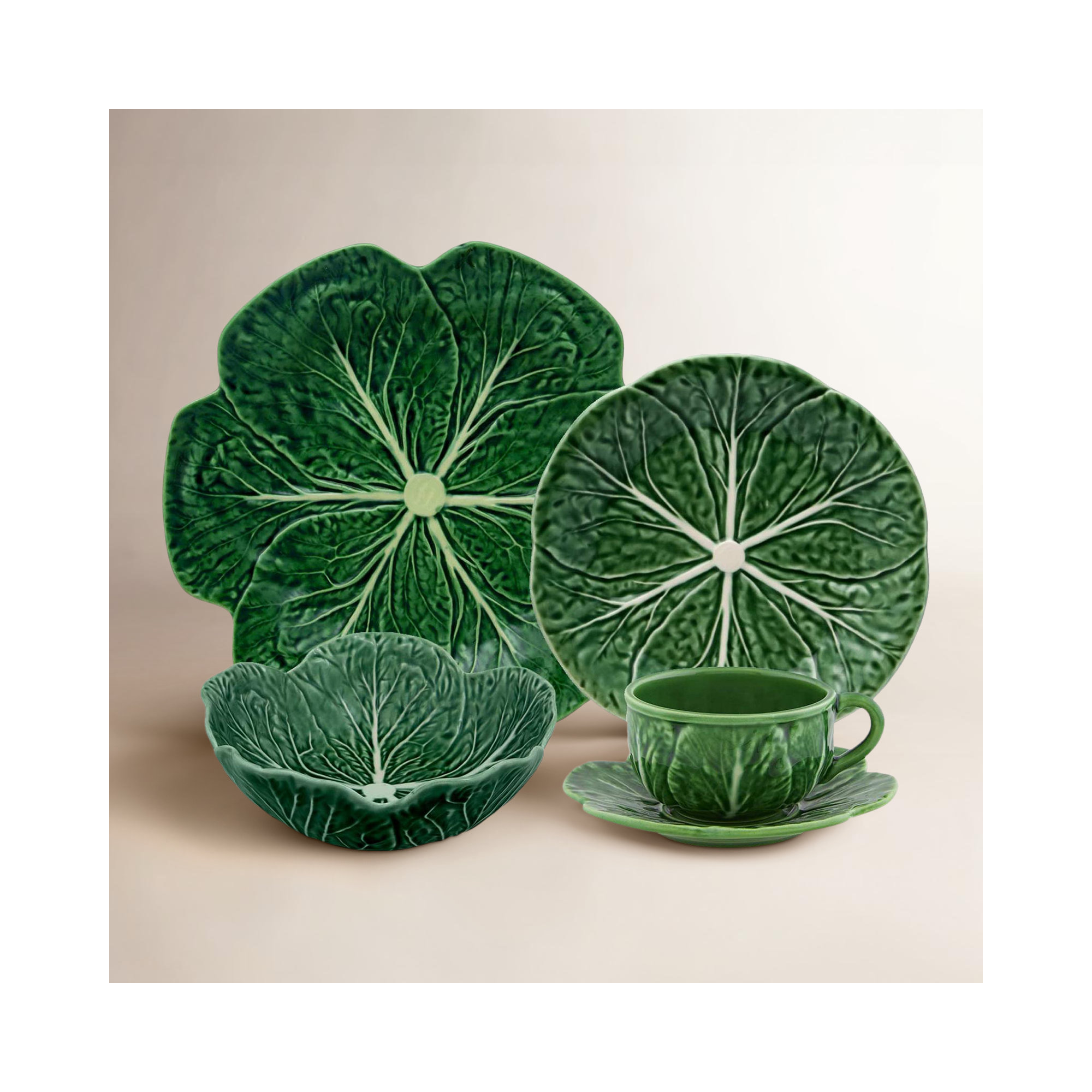 Cabbage Earthenware Scalloped Dinnerware Set
