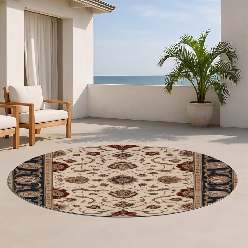 Tapis d'intérieur et d'extérieur brun français, Rond 5 pi