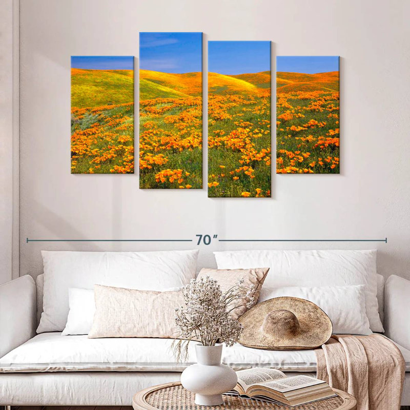 Coquelicots dorés d'Alvord, Californie, H 32 po x l 52 po