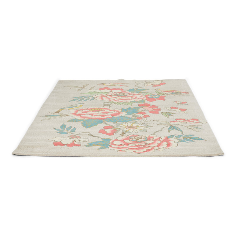 Hand Tufted Area Rug in Coral/Blue/Gray, Rectangle 8'2" x 11'6"