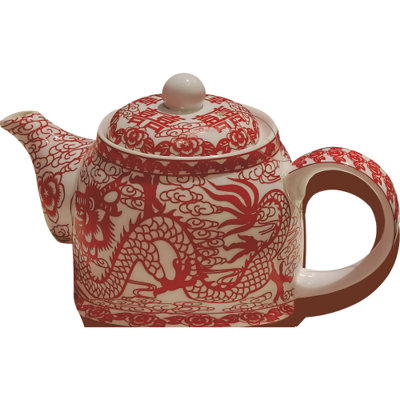SP13220 - Dragon chinois blanc rouge blanc théière en carton découpé debout