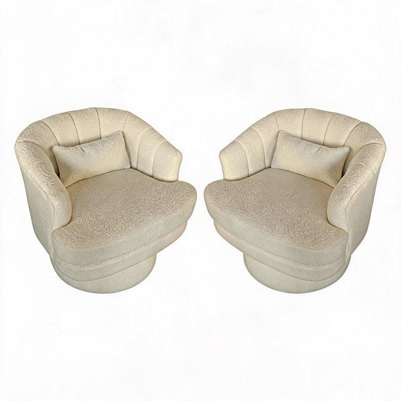 Lot de 2 coussins lombaires double couche en velours beige pour fauteuil pivotant, salon