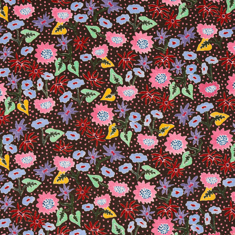 Tissu calico Schumacher x Happy Menocal, Brun