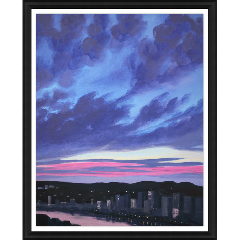 Lever de soleil sur Portland III, Papier noir avec cadre photo simple, Oui