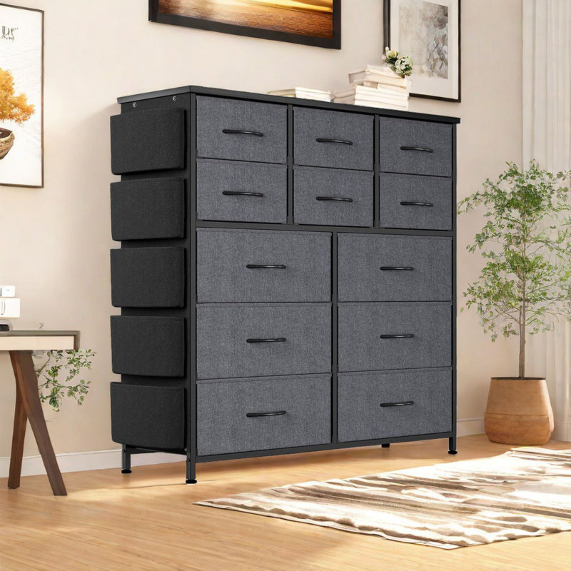Edyta 98cm W 12 - Drawer Chest of Drawers, Grey