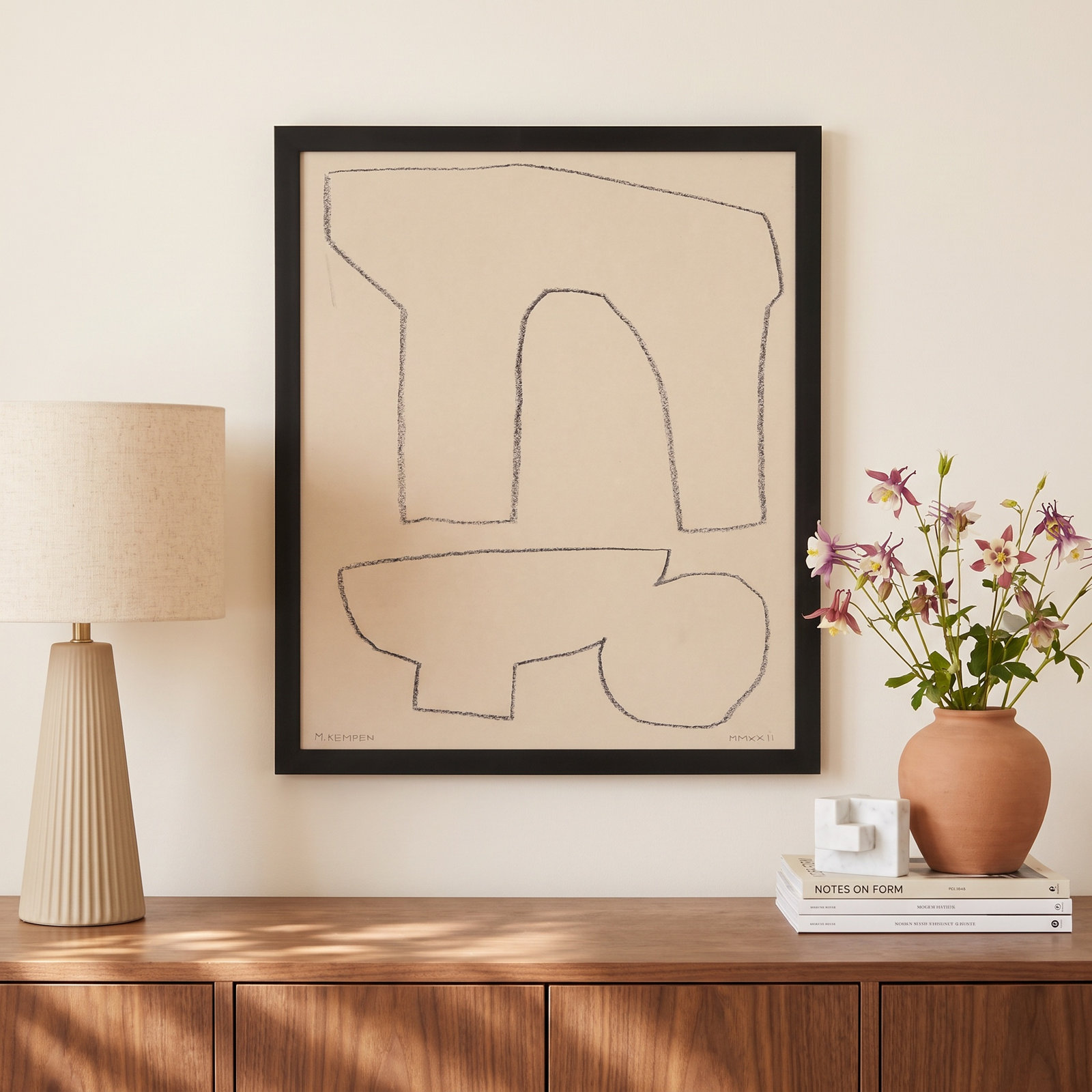 Outlines 2 by Michael Kempen, 16" W x 20" H, Black Framed