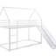 Lit superposé simple au-dessus d'une maison avec glissade, blanc - Fabrication en métal robuste pour l'espace et l'utilisation de la chambre à coucher-1493502287