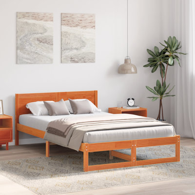 Bed Frame with Headboard Solid Pine Wood