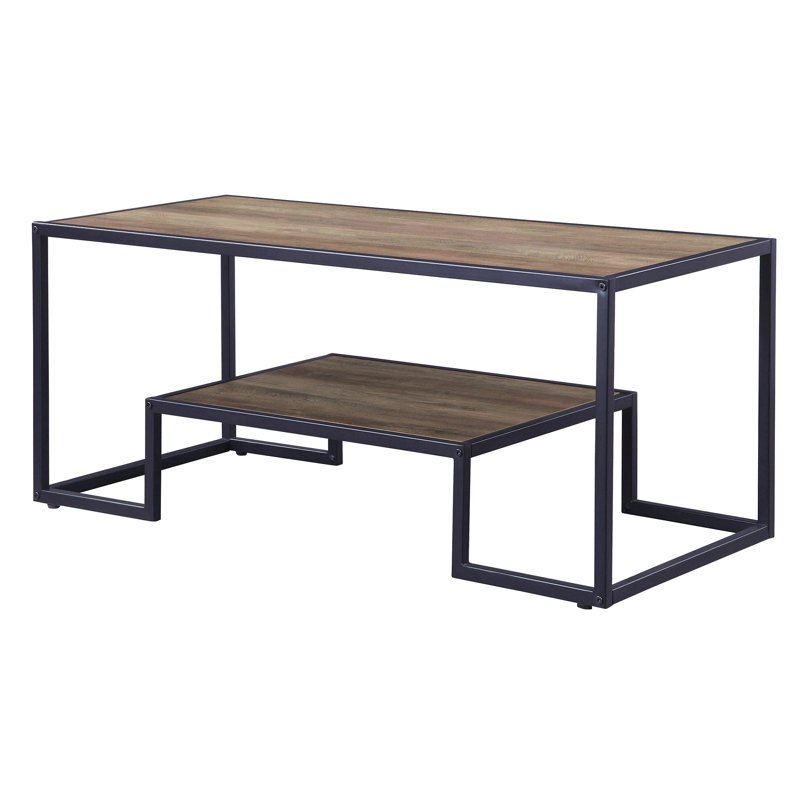 Table basse avec tablette en chêne rustique et noir
