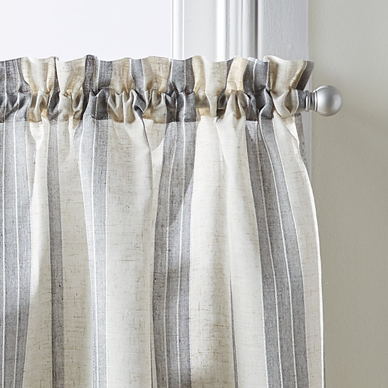 Salerna Striped Tailored 54'' W Cafe Curtain in Gray, 24" W x 54" L
