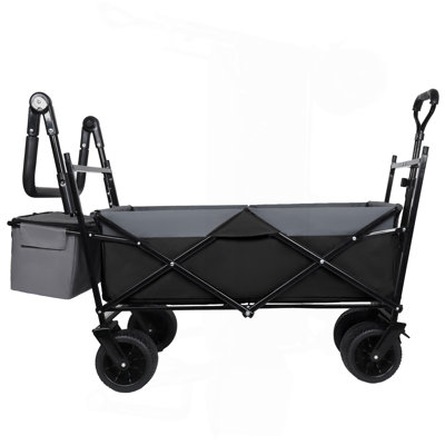 Avec poignée-poussoir, chariot pliable de 480 lb avec auvent, chariot de chariot avec roues tout-terrain de 7 po, chariot pliable léger, grande capacité pour le camping, le magasinage, les sports et le jardin