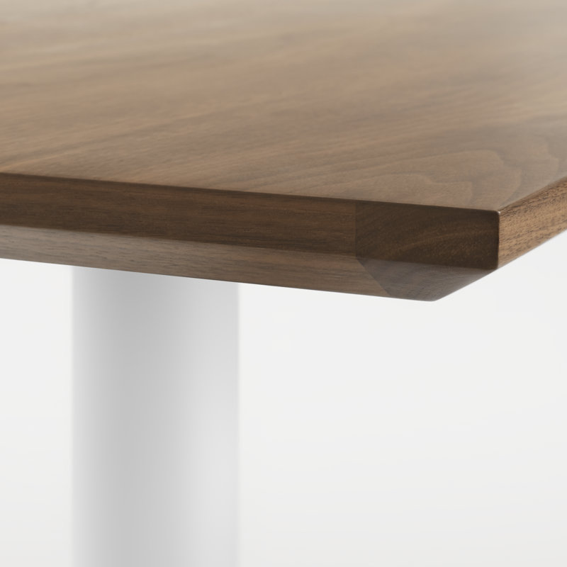 Table de salle à manger rectangulaire Easy 32 ", Blanc mat, Noyer