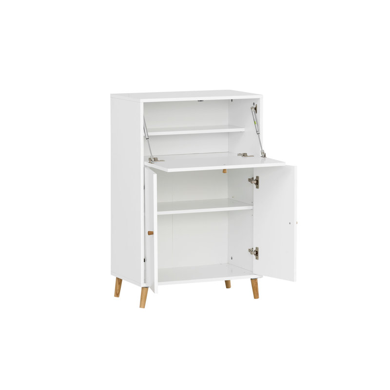 Datus Rectangular Desk with Cabinet, White