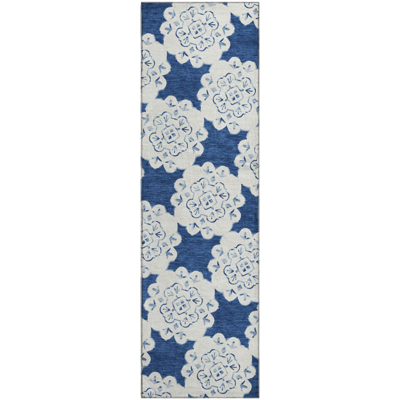 Tapis décontracté de qualité supérieure Mayfield, Marine, Tapis de couloir 2 pi 3 po x 7 pi 6 po