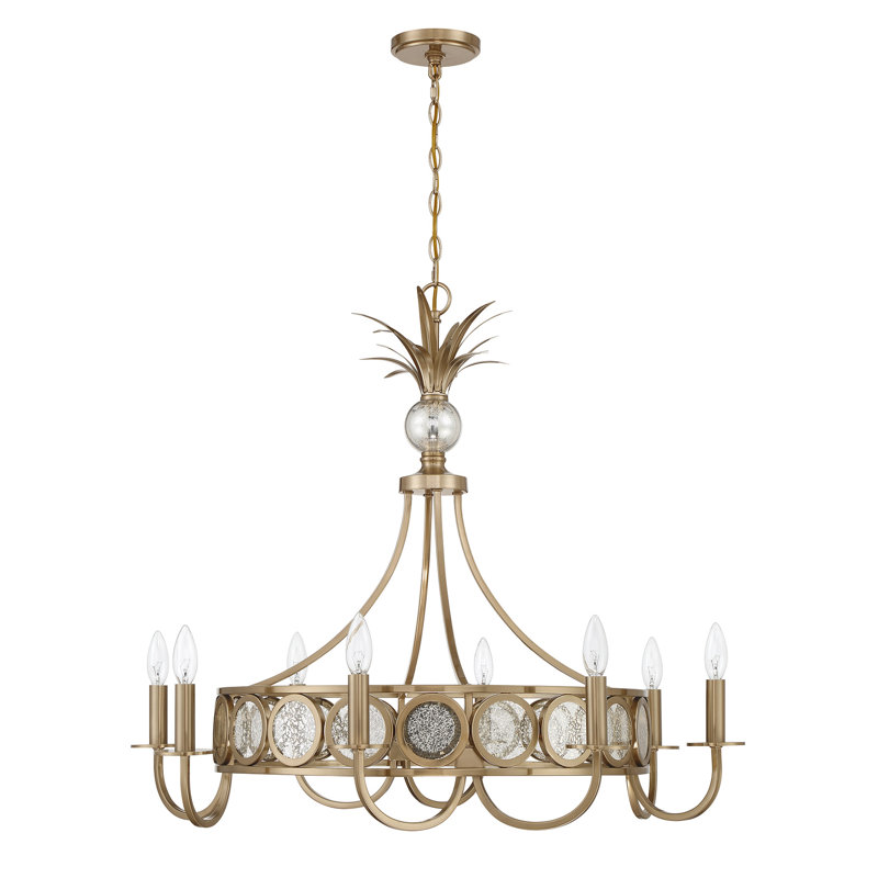 Lustre 8 lumières Hearst en laiton noble, Laiton