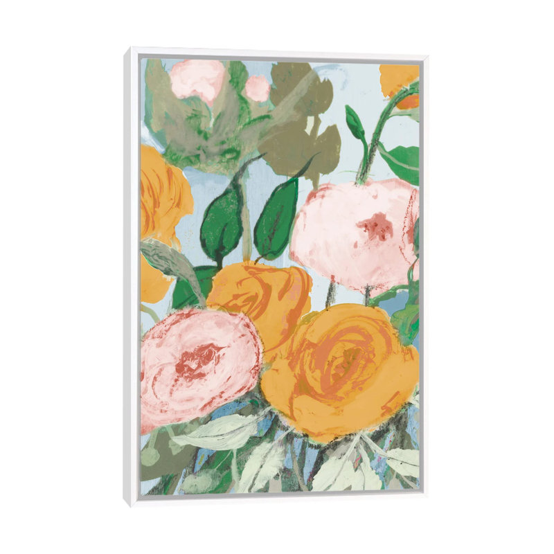 Summer Roses by Robin Maria - Painting on Canvas, 101.6 cm H x 66.04 cm W, White Floater Frame