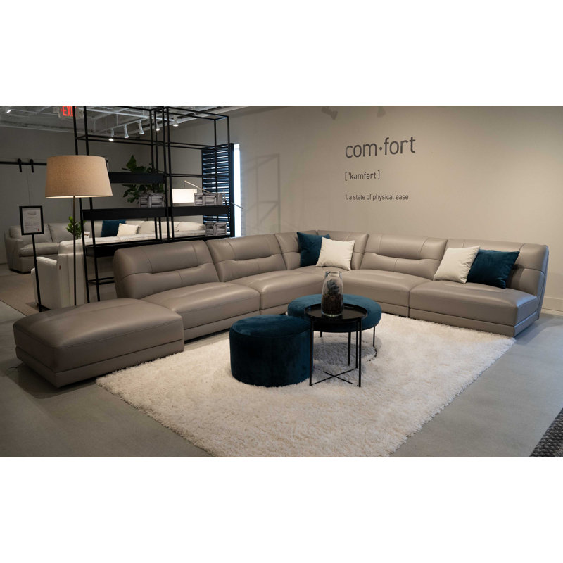Canapé modulaire réversible en cuir véritable de 171 po Audrik